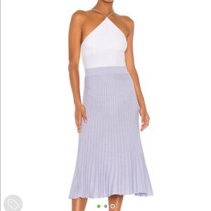 Pleated Lilac Metallic Knit Midi Skirt